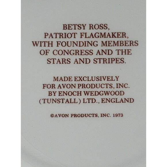 Betsy Ross Avon Enoch Wedgewood Collector Plate 1973 Congress Stars and Stripes - Picture 8 of 12